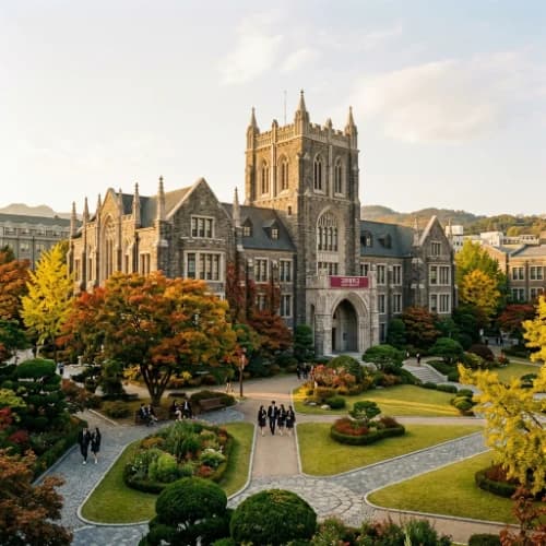 Toà nhà chính kiến trúc gothic của Đại học Kyung Hee (경희대학교) ở Seoul