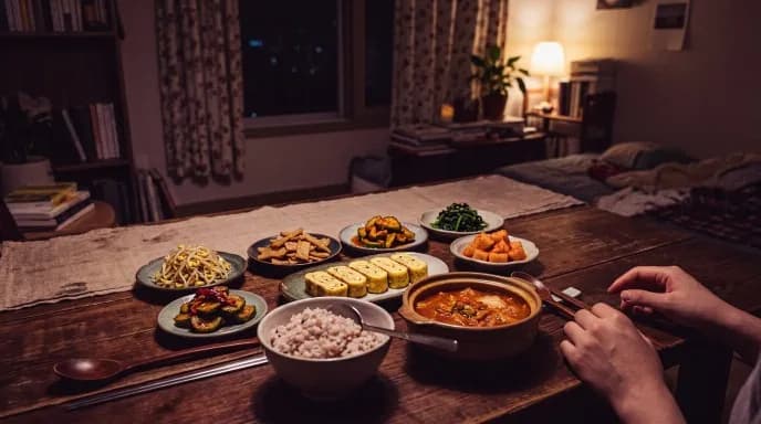 Bữa cơm sinh viên trong ký túc xá (기숙사) tại Hàn Quốc — chi phí sinh hoạt du học Hàn Quốc