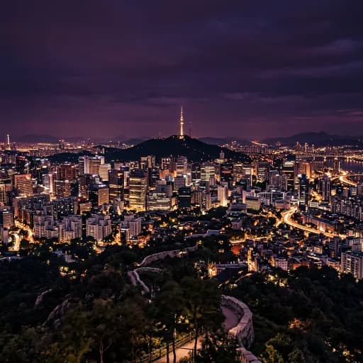 Đêm Seoul lung linh ánh đèn nhìn từ trên cao — trải nghiệm du học Hàn Quốc tại thủ đô