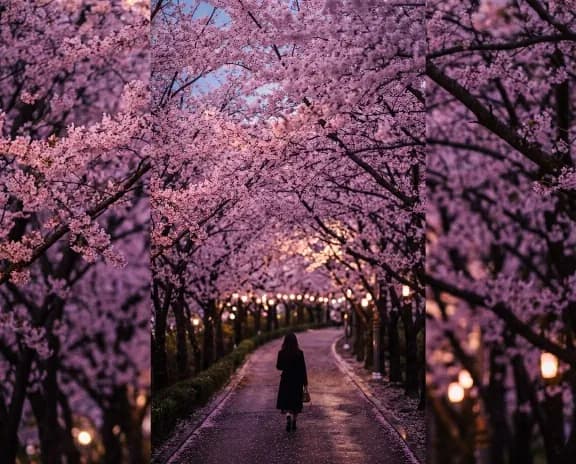 Hoa anh đào nở rộ bên sông Hàn ở Yeouido, Seoul — cuộc sống du học Hàn Quốc mùa xuân