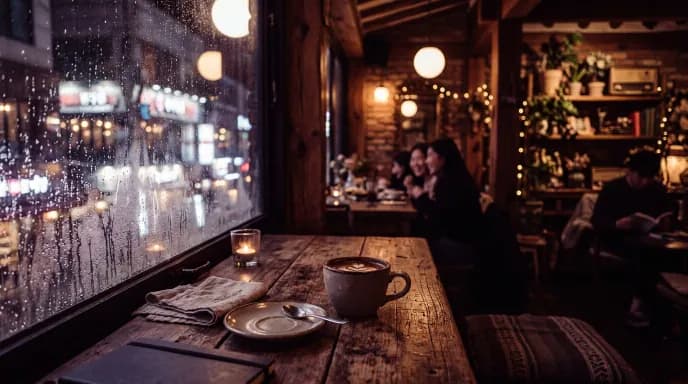 Quán cà phê phong cách Hàn ở khu Hongdae, Seoul — đời sống sinh viên du học Hàn Quốc